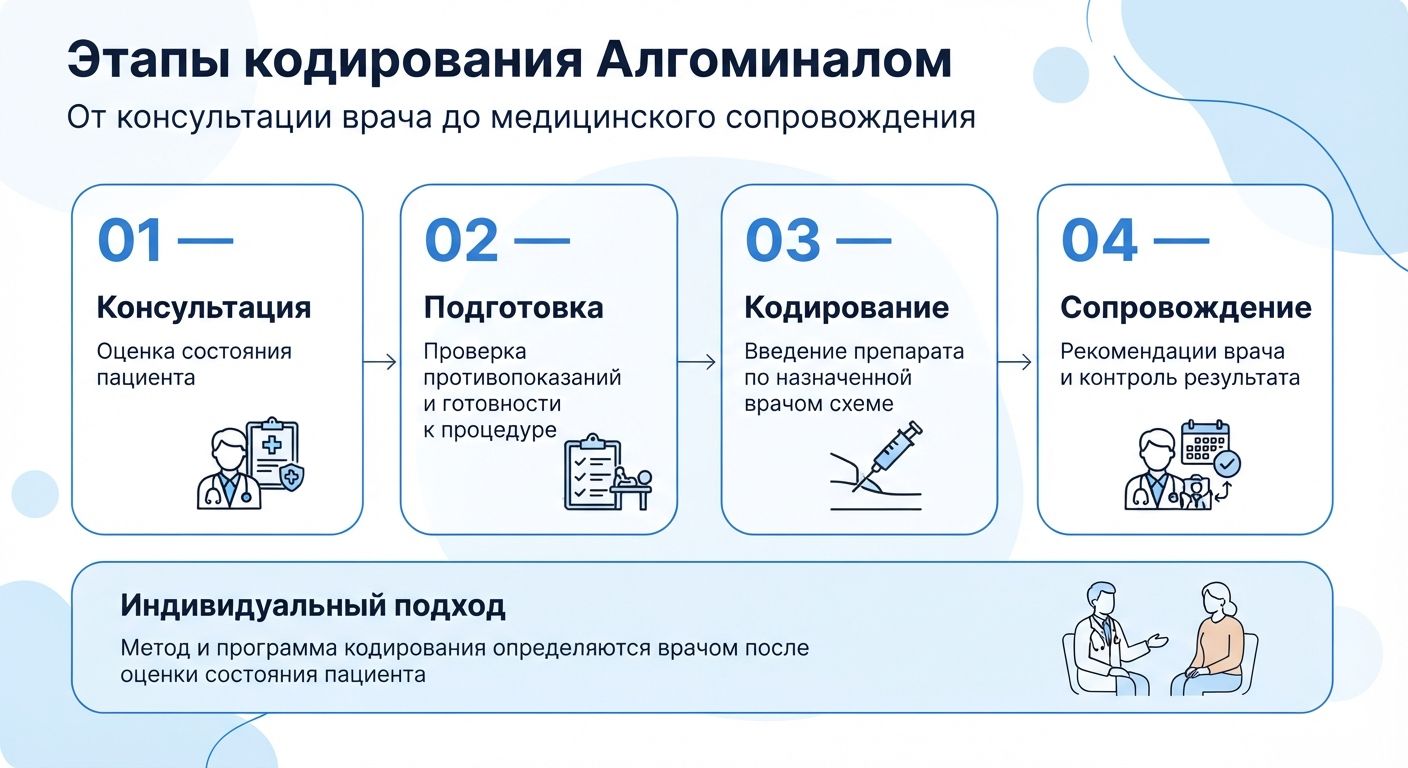 Кодирование препаратом «Алгоминал» в Люберцах инфографика